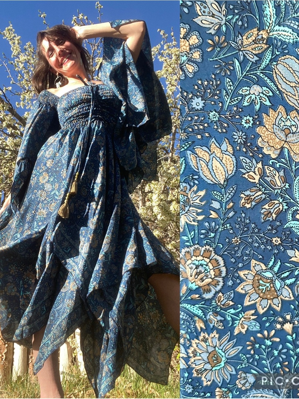 Emily in Wonderland Stevie Dreams High-Low Floral Bohemian Maxi Dress size xs